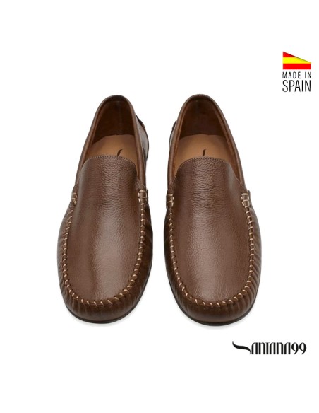 Mocasines marrones hombre piel vista superior conjunto