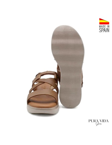 Sandalias media cuña mujer piel cómodas vista frontal
