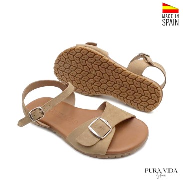 Sandalias barefoot mujer arena conjunto vista superior