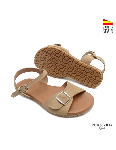 Sandalias barefoot mujer arena conjunto vista superior