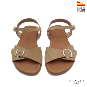 Sandalias barefoot mujer arena con hebillas vista superior