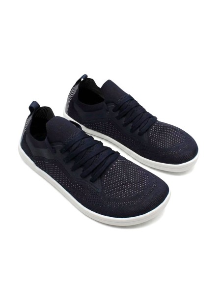Zapatillas cómodas barefoot azul marino tejido transpirable vista detalle