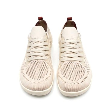 zapatillas tela respetuosas beige con cordones ajuste tipo calcetin