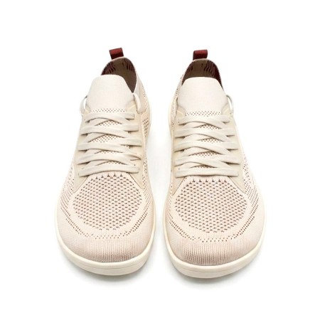 zapatillas tela respetuosas beige con cordones ajuste tipo calcetin