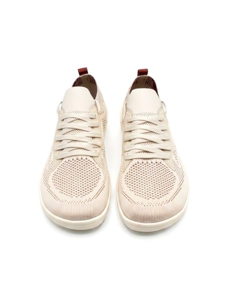 zapatillas tela respetuosas beige con cordones ajuste tipo calcetin