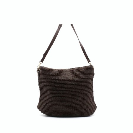 bolso rafia marron oscuro estilo hobo trasera
