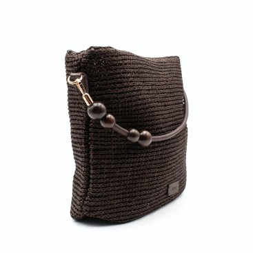 bolso hobo rafia marron lateral detalle