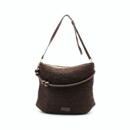 Bolso hobo rafia marrón Beads