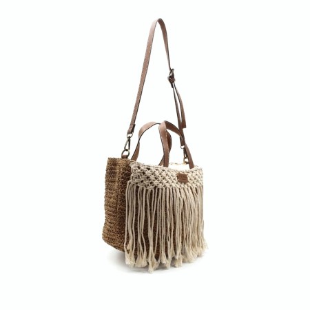 bolso rafia mujer con doble asa