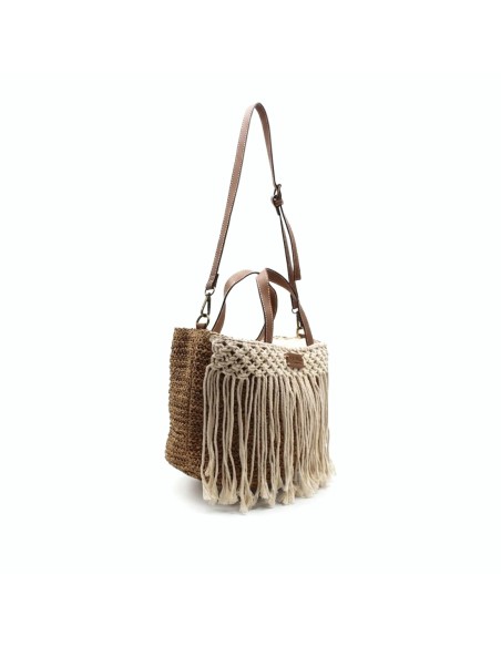 bolso rafia mujer con doble asa