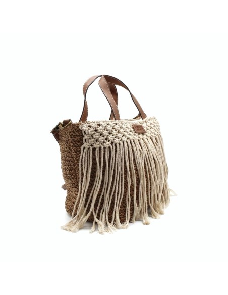 bolso rafia flecos lateral detalle