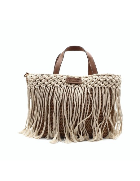 bolso rafia macrame flecos mujer