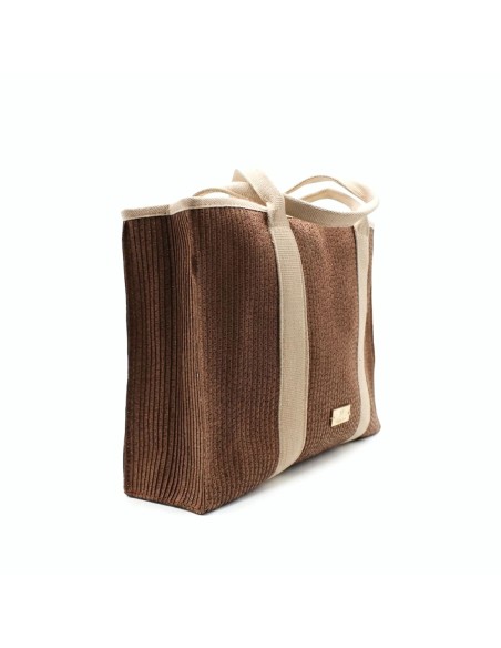 bolso rafia grande asas tela beige