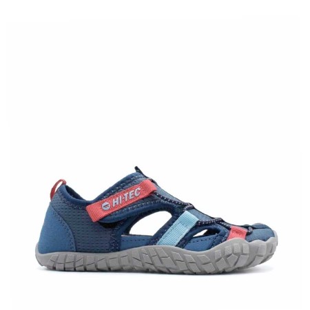 sandalia barefoot niña hi-tec koala azul con rosa cierre velcro ligera flexible lateral
