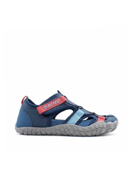 sandalia barefoot niña hi-tec koala azul con rosa cierre velcro ligera flexible lateral