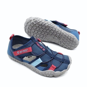 sandalias barefoot niña hi-tec koala azul y rosa calzado respetuoso infantil ligero transpirable