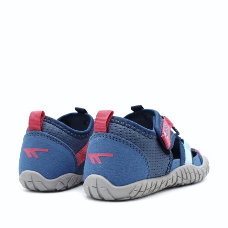 sandalias barefoot niña hi-tec koala azul con rosa puntera reforzada cierre velcro facil