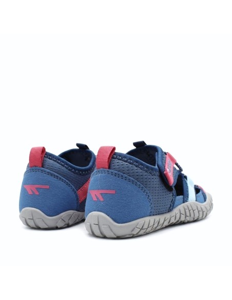 sandalias barefoot niña hi-tec koala azul con rosa puntera reforzada cierre velcro facil