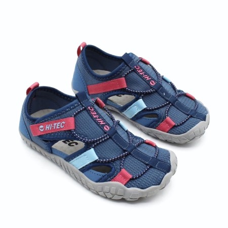 sandalia barefoot niña hi-tec koala azul talon cerrado ajuste seguro calzado respetuoso infantil