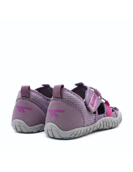 sandalias barefoot niña lila puntera ancha ajuste velcro