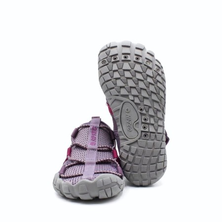 sandalias barefoot niña hi tec lila detalle trasero suela