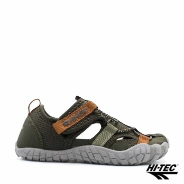 sandalia deportiva barefoot niño hi tec koala verde perfil lateral