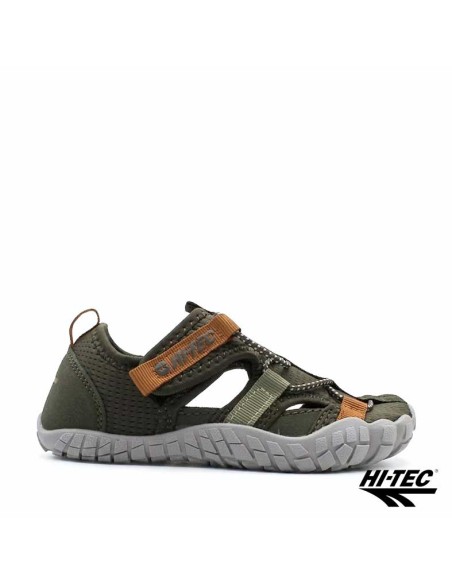 sandalia deportiva barefoot niño hi tec koala verde perfil lateral