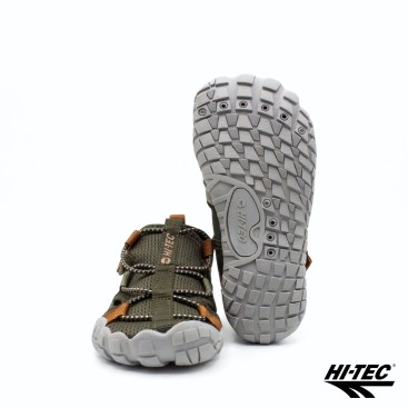 sandalia barefoot niño verde suela flexible antideslizante hi tec
