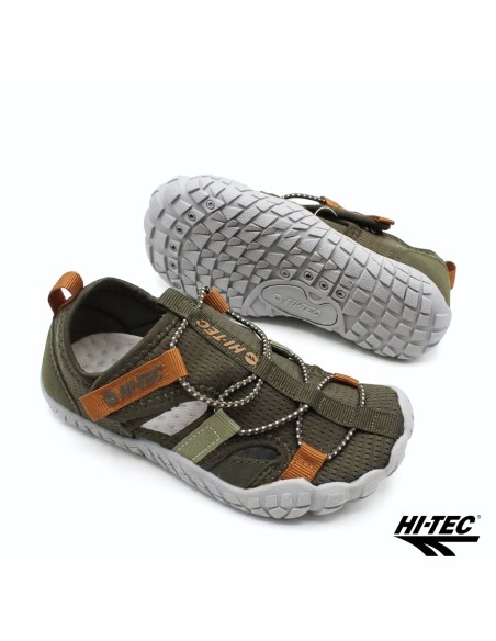 sandalias barefoot niño hi tec koala verde detalle suela agarre