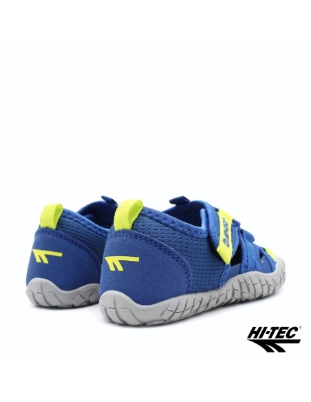 sandalia barefoot niño hi-tec azul talon trasero