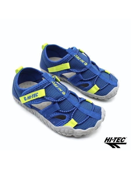 sandalia barefoot niño hi-tec azul vista diagonal