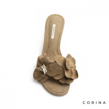 sandalia camel tacon 4,5 cm mujer corina m6297