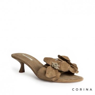 sandalia destalonada camel mujer flor corina