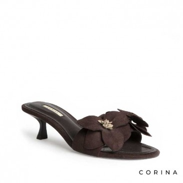 sandalia marron destalonada mujer flor corina