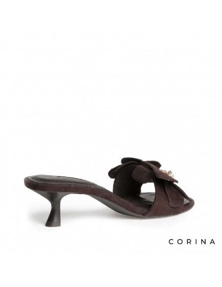 sandalia marron mujer tacon 4,5 cm corina