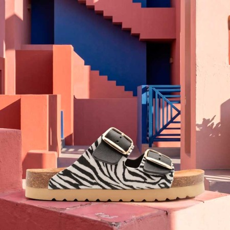 Sandalia bio hebillas cebra negra