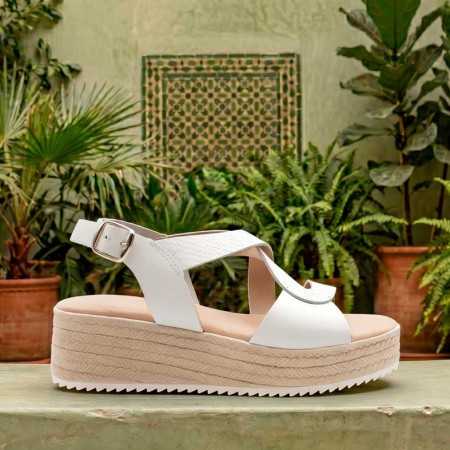 Sandalia de cuña blanca madeira