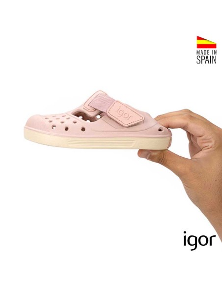 sandalia barefoot nina igor malibu detalle cierre adherente