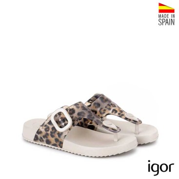 sandalia goma mujer igor bari animal print beige