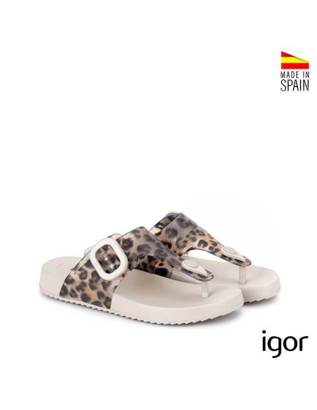 sandalia goma mujer igor bari animal print beige