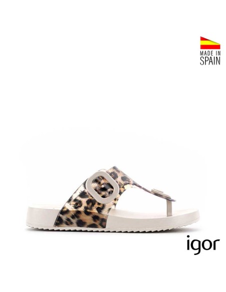 sandalia goma mujer igor bari leopardo beige lateral