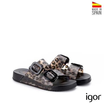 chanclas igor mujer leopardo negro puestas verano