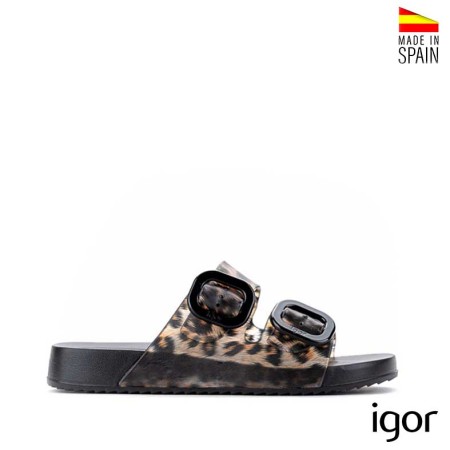 Chancla habana negra leopardo Igor