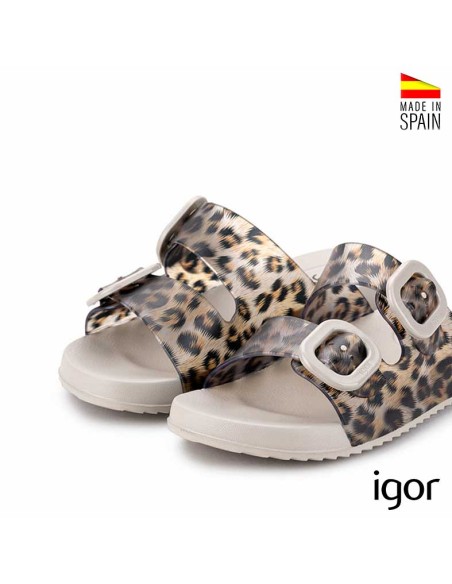 chanclas mujer igor leopardo con hebillas ajustables vista conjunto
