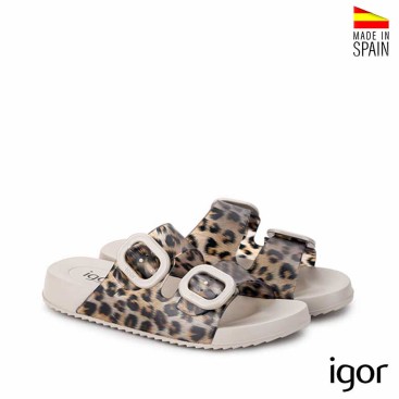 chanclas hebilla mujer igor leopardo vista superior planta