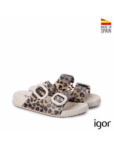 chanclas hebilla mujer igor leopardo vista superior planta