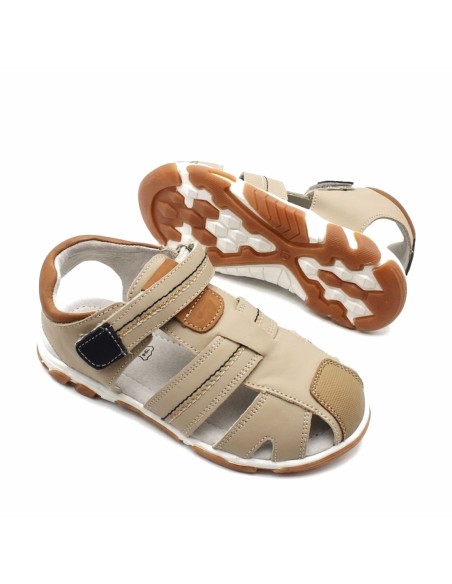 sandalia cerrada niño PIEL BEIGE