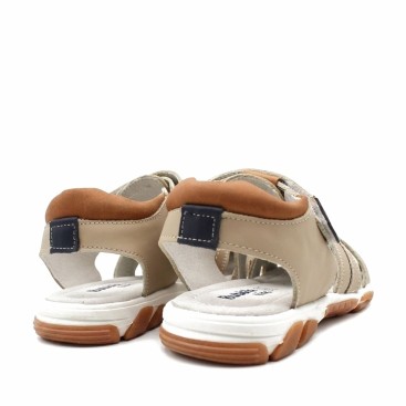 sandalia niño beige de piel