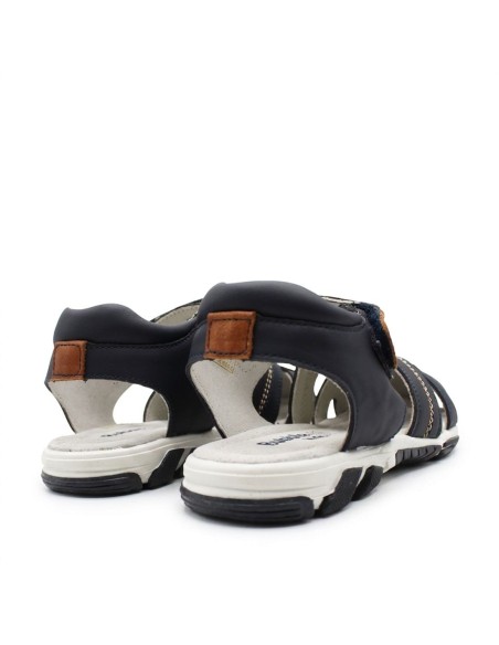 sandalias piel niño azul marino con velcro