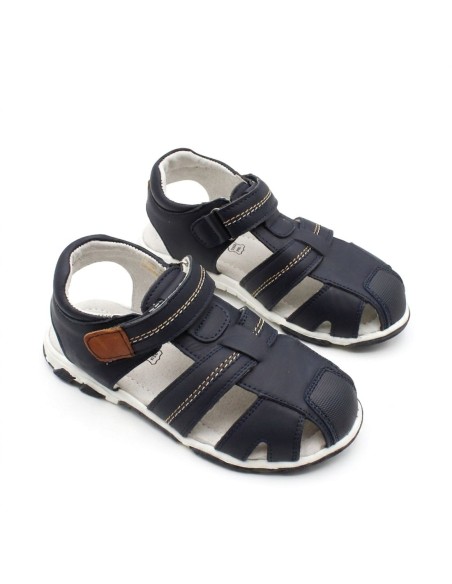 sandalias niño azul marino piel vestir